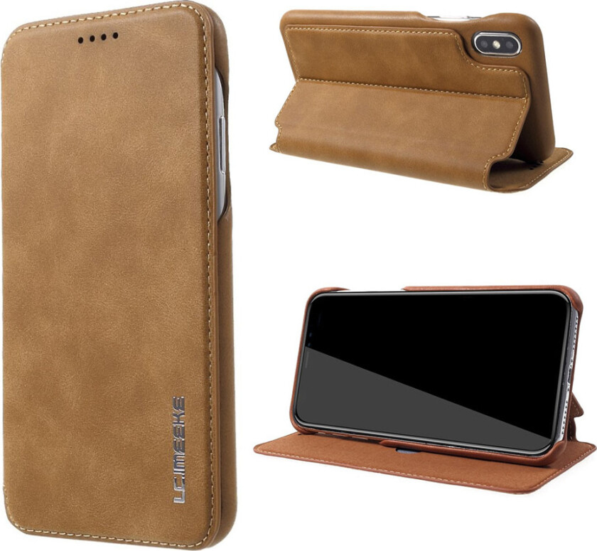 LC IMEEKE iPhone Xs Max beskyttelses deksel av syntetisk skinn - brun
