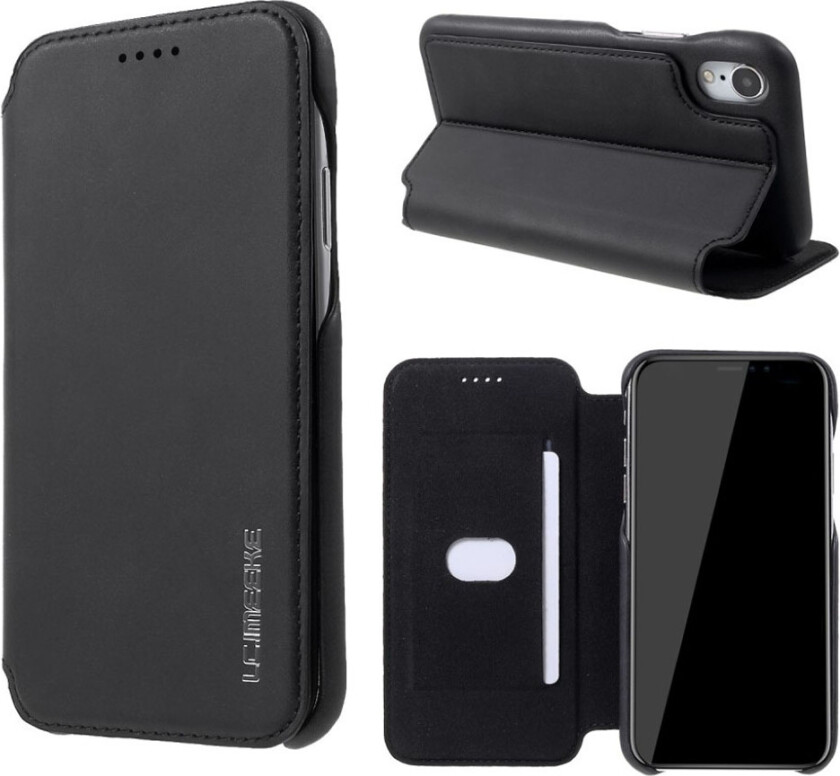 LC IMEEKE iPhone Xr beskyttelses deksel av syntetisk skinn med retro stil - svart