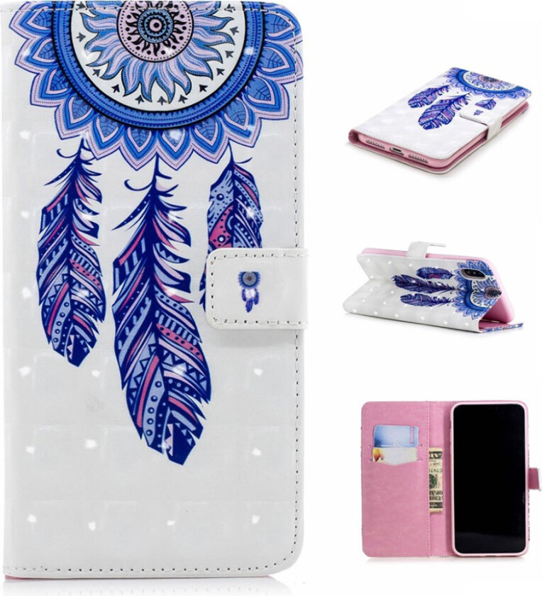 iPhone Xr beskyttelses deksel av syntetisk skinn med printet mønster og lyse flekker dekor - drømme fanger