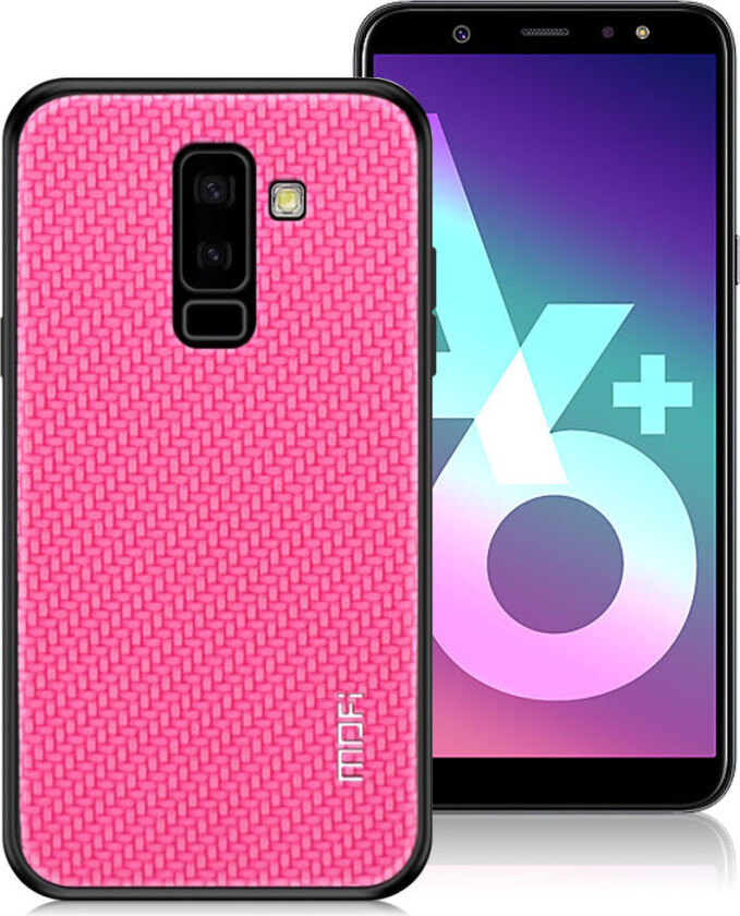 MOFI Samsung Galaxy A6 Plus beskyttelses deksel av hybrid materiale med flettet tekstur - rose