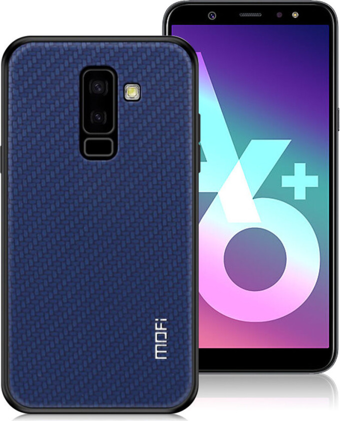 MOFI Samsung Galaxy A6 Plus beskyttelses deksel av hybrid materiale med flettet tekstur - mørke blå