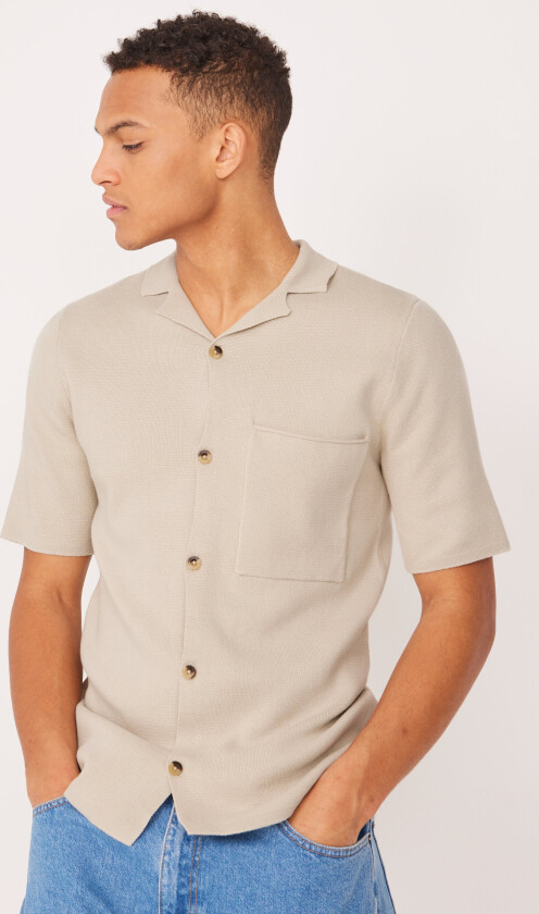 Onsluke Life 12 Resort Collar Knit Enkeltfargede skjorter Beige