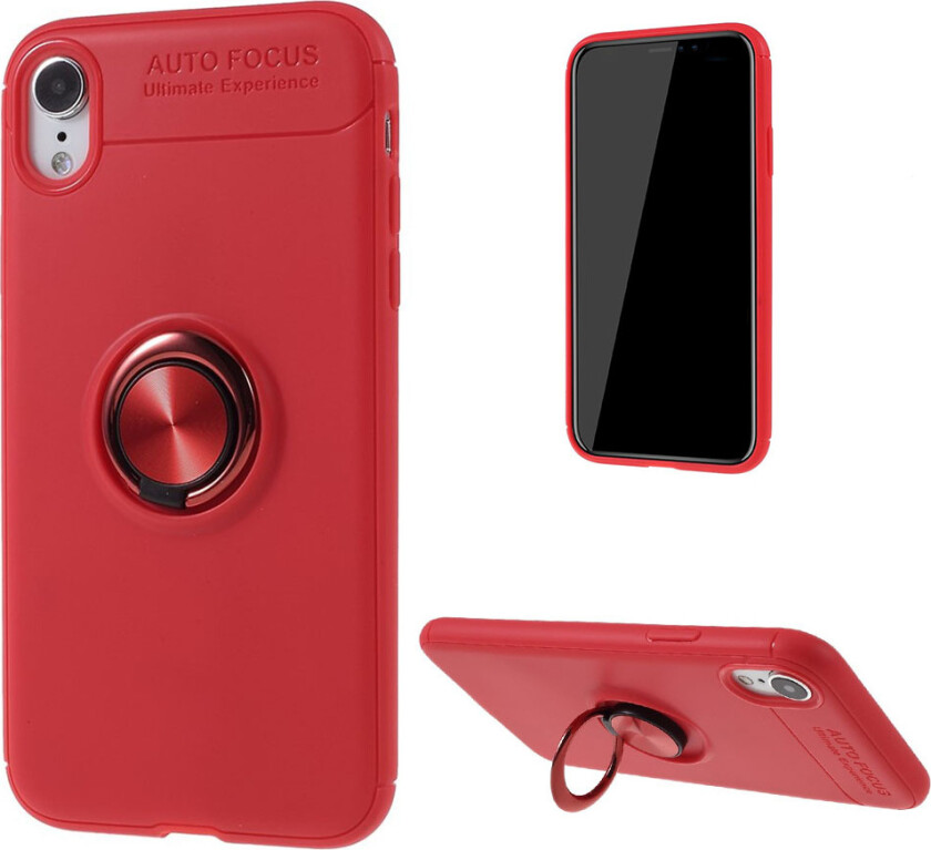 iPhone Xr beskyttelses deksel av TPU med finger ring - rød