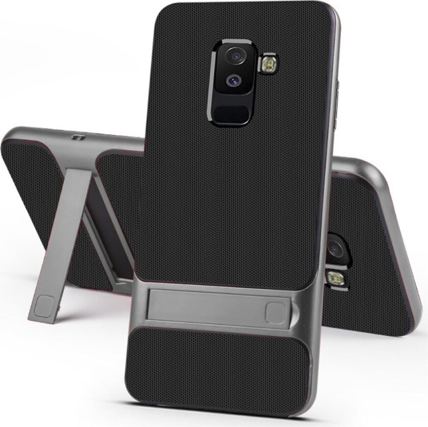 ELEGANCE Samsung Galaxy A6 beskyttelses deksel av hybrid materiale med gitter mønster - grå