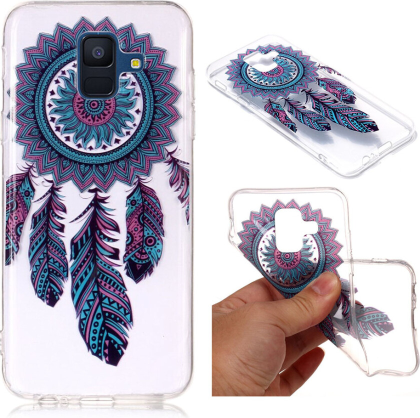 Galaxy A6 Plus beskyttelses deksel av silikon og plastikk med IMD printet mønster - drømme fanger