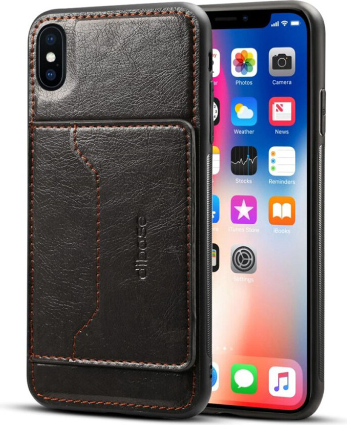 iPhone 9 Plus beskyttelses deksel av hybrid materiale med vill hest tesktur - svart