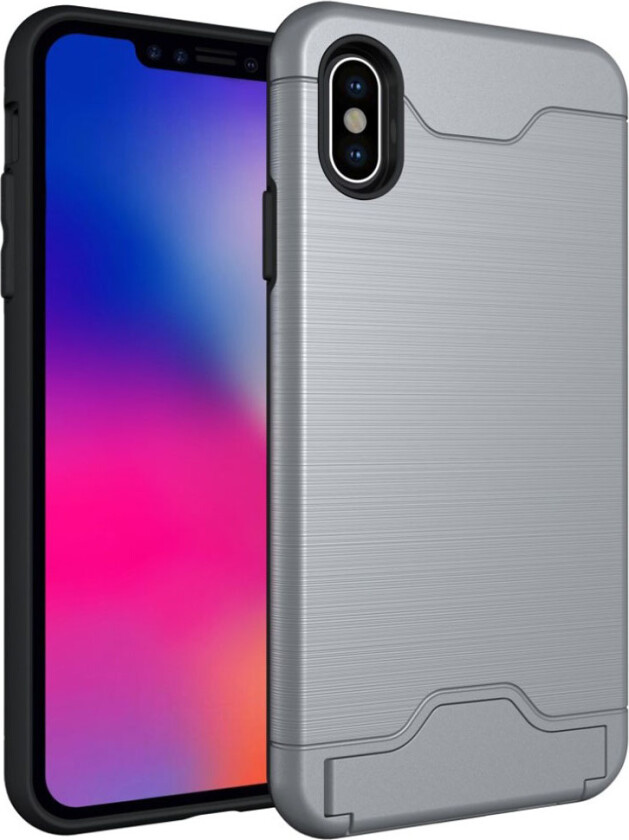 iPhone 9 Plus beskyttelses deksel av hybrid materiale med børstet tekstur - grå