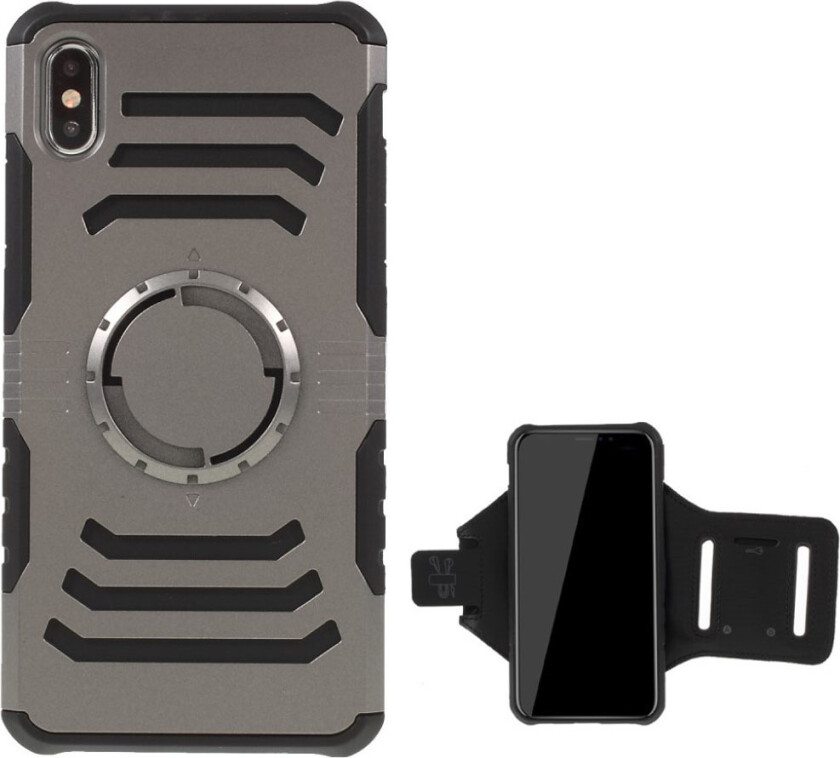 iPhone 9 Plus beskyttelses deksel av hybrid materiale og armbånd - grå