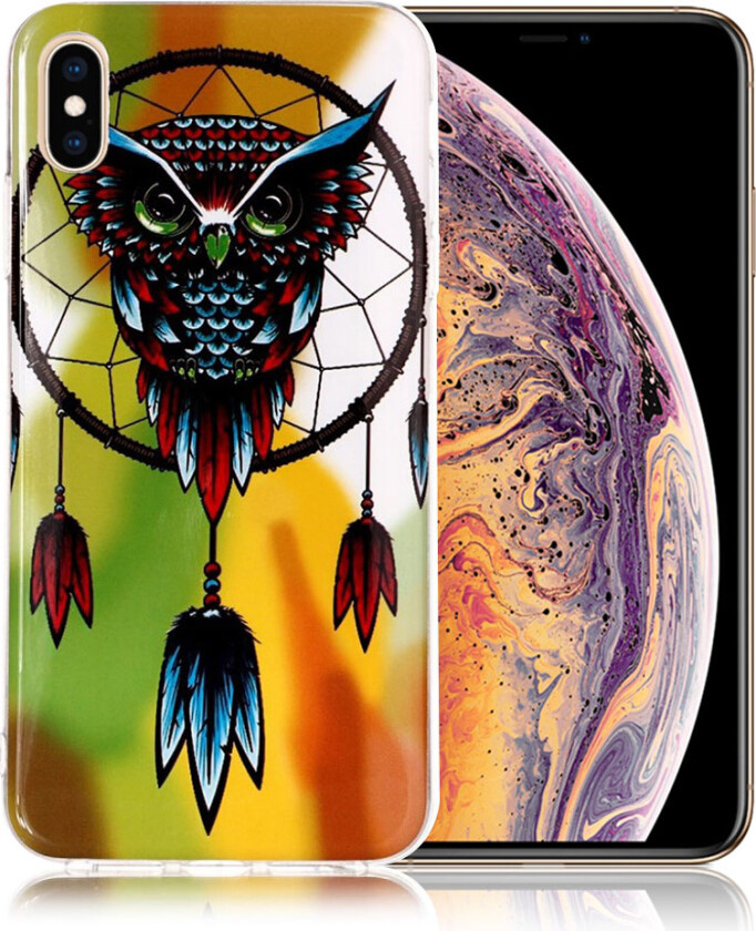 iPhone 9 Plus beskyttelses deksel av TPU med IMD Printet mønster som er selvlysende - ugle drømme fanger