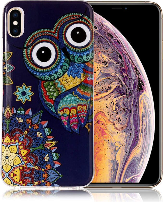 iPhone 9 Plus beskyttelses deksel av TPU med IMD Printet mønster som er selvlysende - ugle mønster