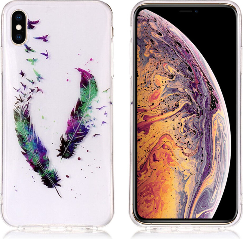 iPhone 9 Plus beskyttelses deksel av TPU med IMD glittrende printet mønster - fjær penn