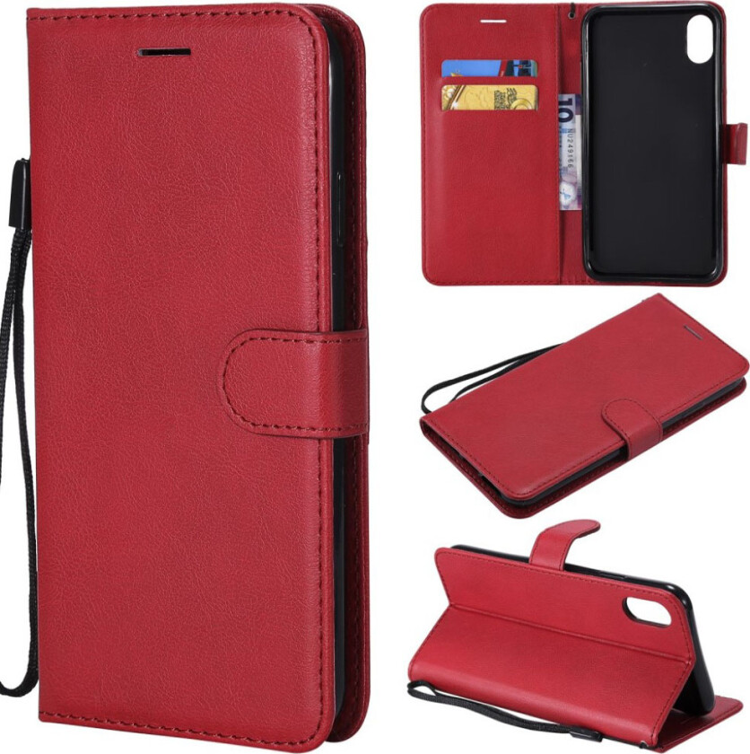 iPhone 9 Plus beskyttelses deksel av syntetisk skinn - rød