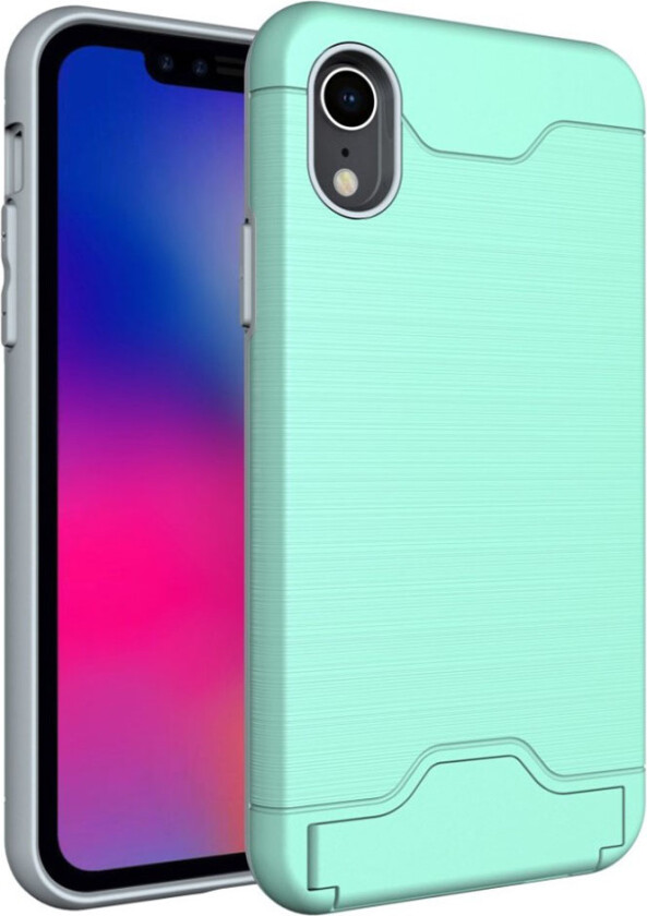 iPhone 9 beskyttelses deksel av hybrid materiale med børstet tekstur - turkis