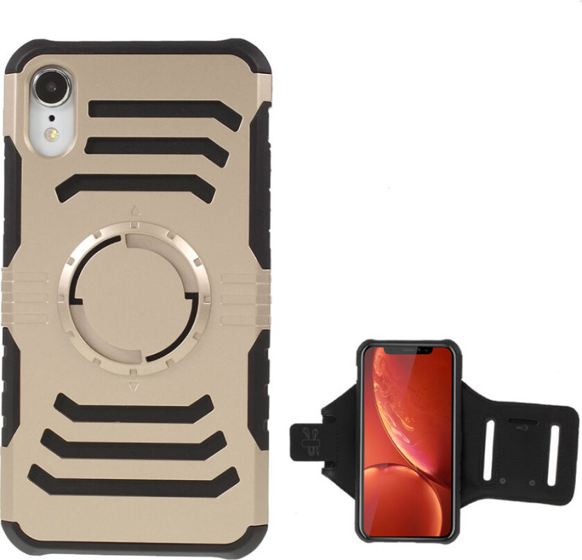 iPhone 9 beskyttelses deksel av hybrid materiale med armbånd - gull