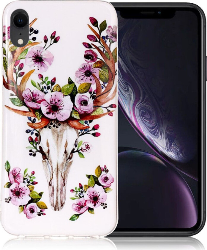 iPhone 9 beskyttelses deksel av TPU med IMD selvlysende printet mønster - blomstrende wapiti