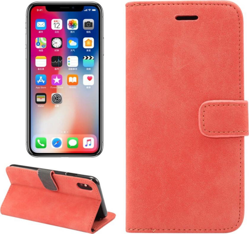 iPhone 9 beskyttelses deksel av syntetisk skinn med retro stil - rød