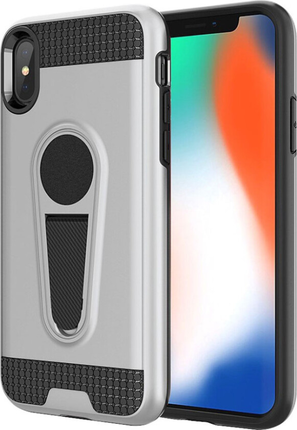 iPhone 9 Plus beskyttelses deksel av hybrid materiale med karbon fiber tekstur - hvit