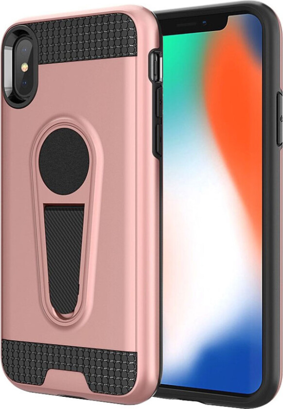 iPhone 9 Plus beskyttelses deksel av hybrid materiale med karbon fiber tekstur - rose gull