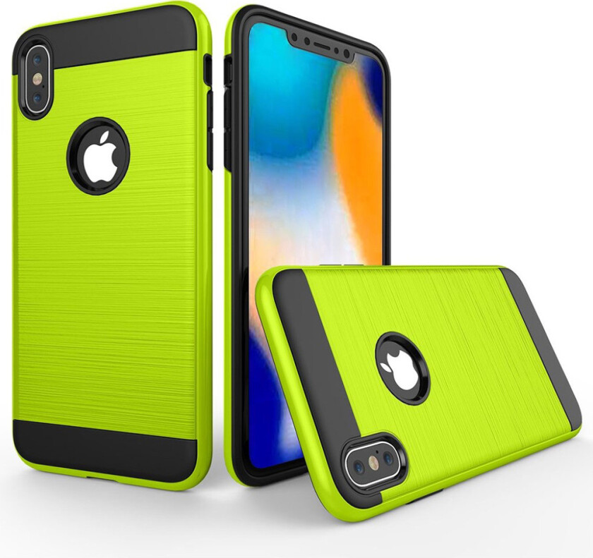 iPhone 9 Plus beskyttelses deksel av hybrid materiale med børstet tekstur - grønn