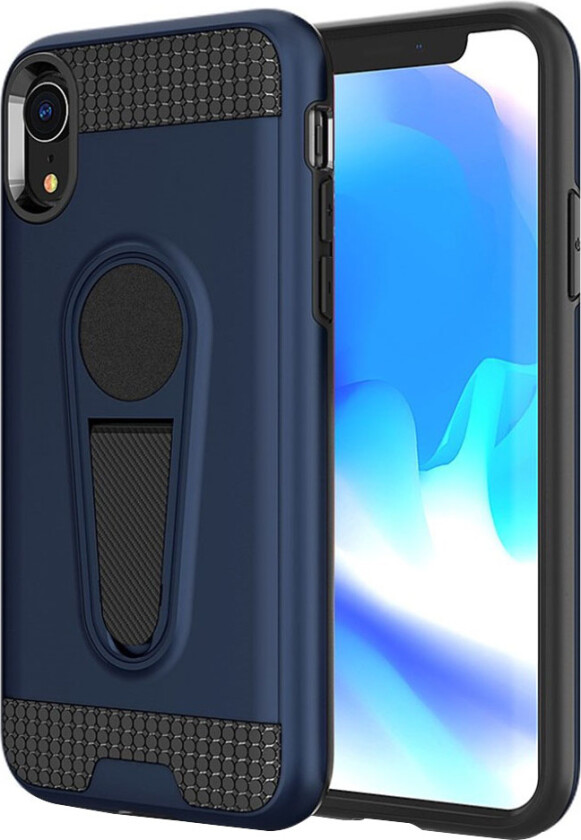 iPhone 9 beskyttelses deksel av hybrid materiale med karbon fiber tekstur - mørke blå