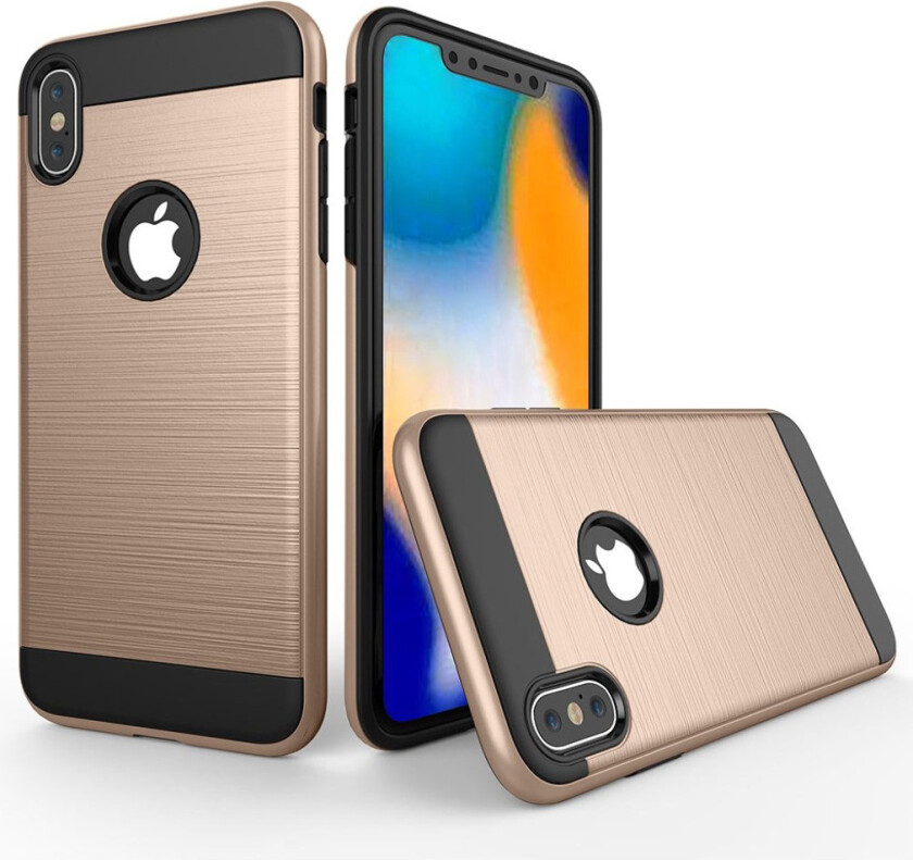 iPhone 9 beskyttelses deksel av hybrid materiale med børstet tekstur - gull