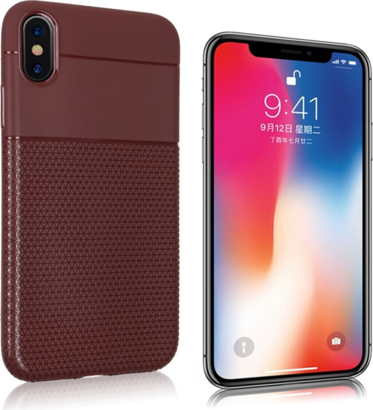 iPhone 9 beskyttelses deksel av TPU med kornet tekstur - brun