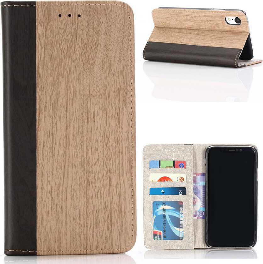 iPhone 9 beskyttelses deksel av syntetisk skinn med tre tekstur - khaki