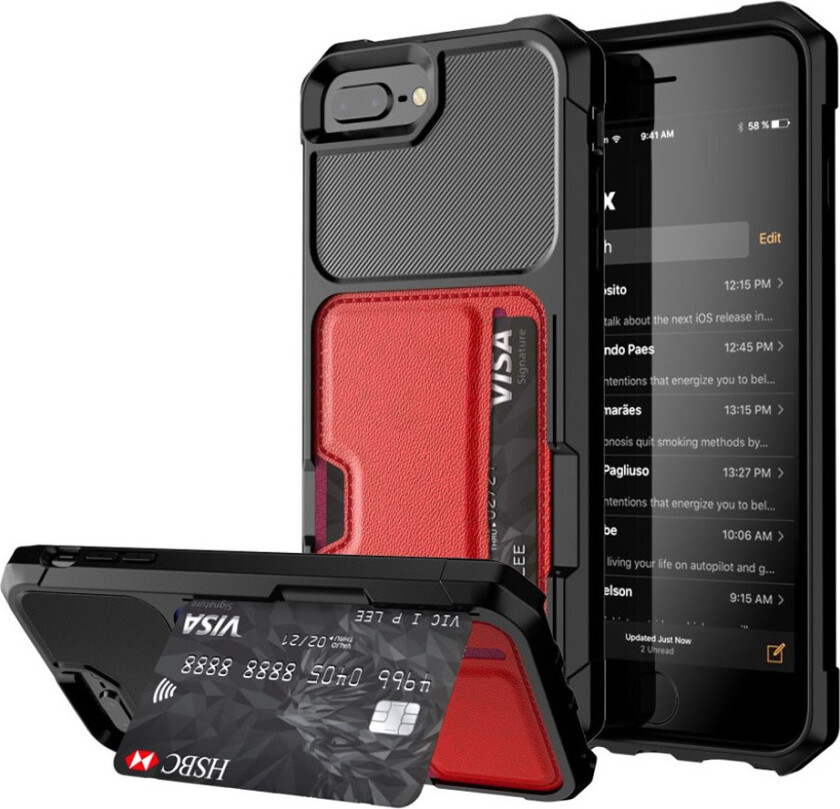 iPhone 7 Plus og 8 Plus beskyttelses deksel av hybrid materiale - rød