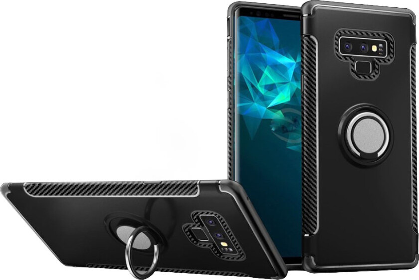 Galaxy Note9 beskyttelses deksel av hybrid materiale med karbon fiber tekstur - svart