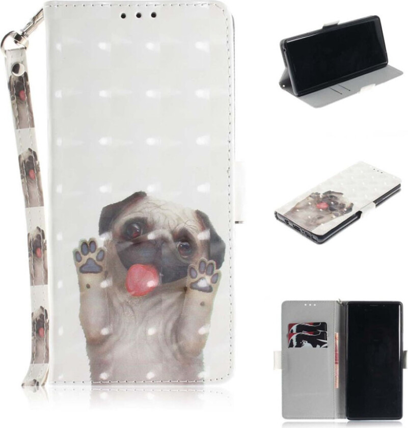 Galaxy Note9 beskyttelses deksel av syntetisk skinn med printet mønster - hund vifter med potene