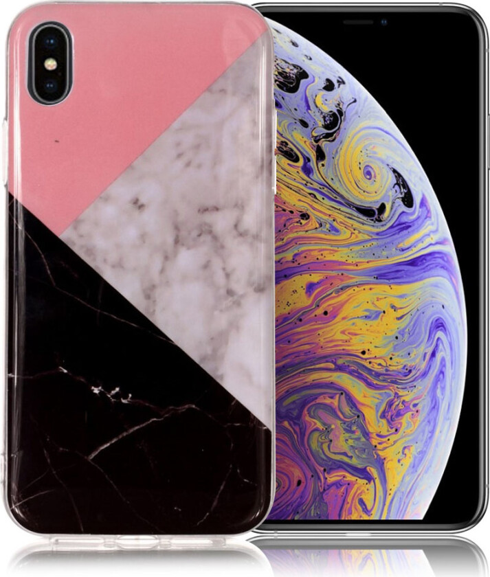 iPhone Xs Max beskyttelses deksel av TPU med IMD printet mønster - delt marmor mønster