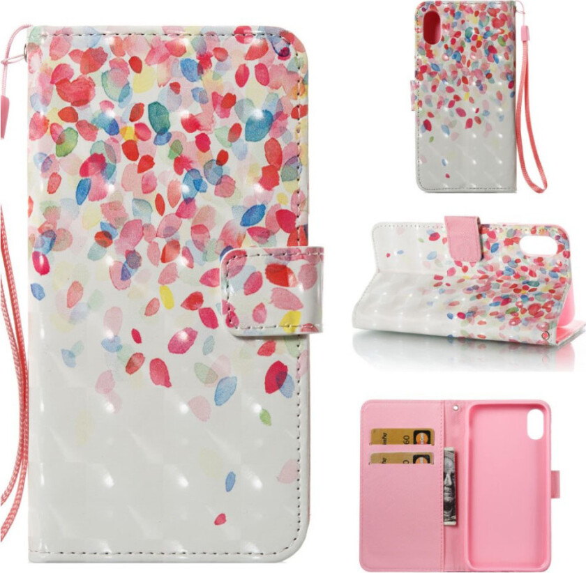 iPhone Xs Max beskyttelses deksel av syntetisk skinn med printet mønster - fargelagte blader