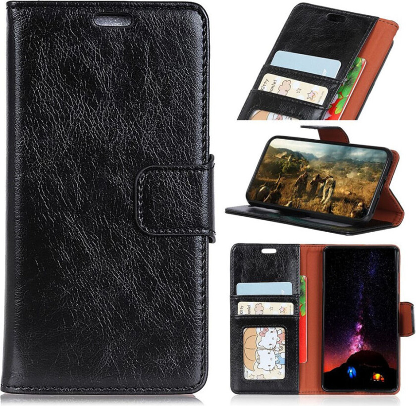 iPhone Xr beskyttelses deksel av behandlet kuskinn med slitt tekstur - svart