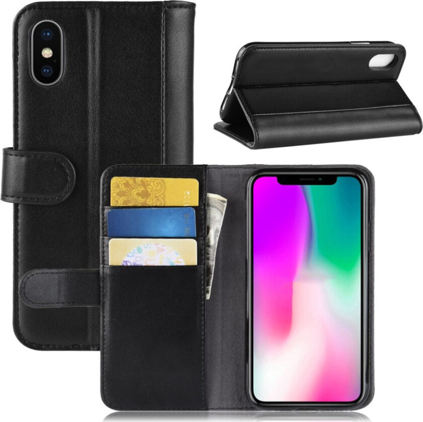 iPhone Xr beskyttelses deksel av behandlet kuskinn - svart