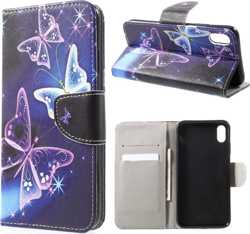 iPhone Xr beskyttelses deksel av syntetisk skinn med printet mønster - vakker sommerfugl