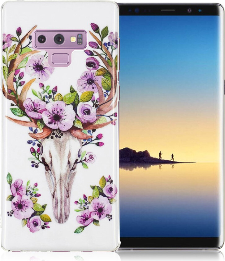 Galaxy Note9 IMD beskyttelses deksel av TPU med printet selvlysende mønster - blomstrende wapiti
