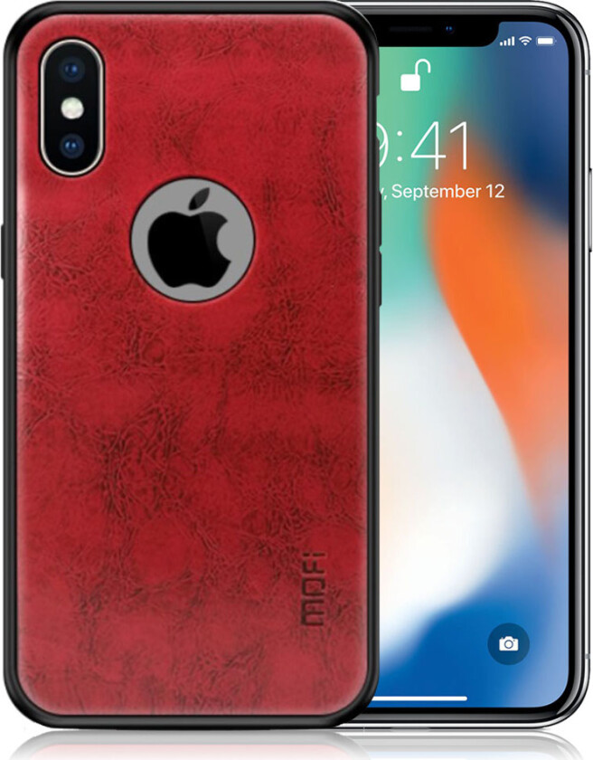MOFI iPhone X beskyttelses deksel av syntetisk skinn - rød