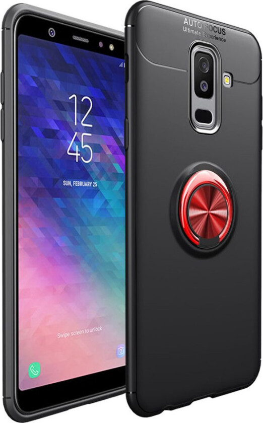 Galaxy A6 Plus beskyttelses deksel av silikon og plastikk - svart og rød