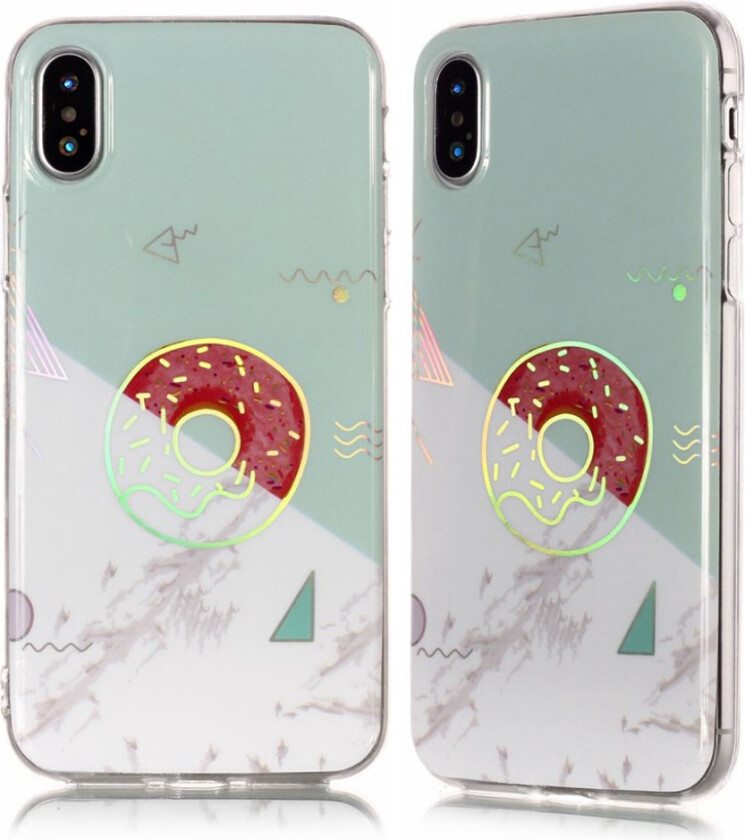 iPhone X IMD beskyttelses deksel av TPU med marmor mønster - turkis og hvit