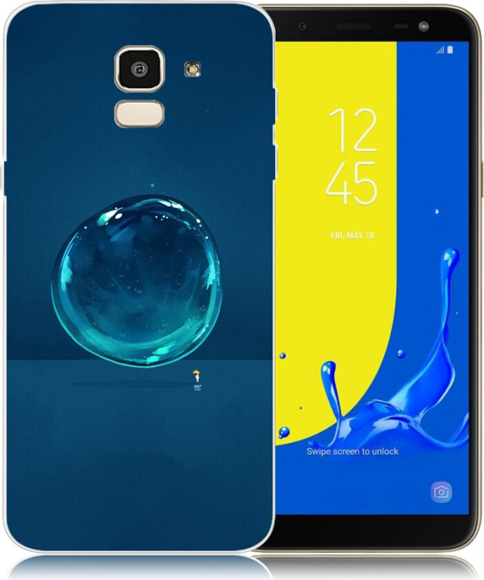 Galaxy J6 beskyttelses deksel av silikon og plastikk med printet mønster - vann dråpe