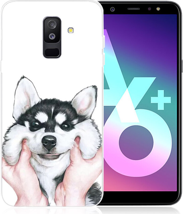 Galaxy A6 Plus beskyttelses deksel av silikon og plastikk med printet mønster - husky