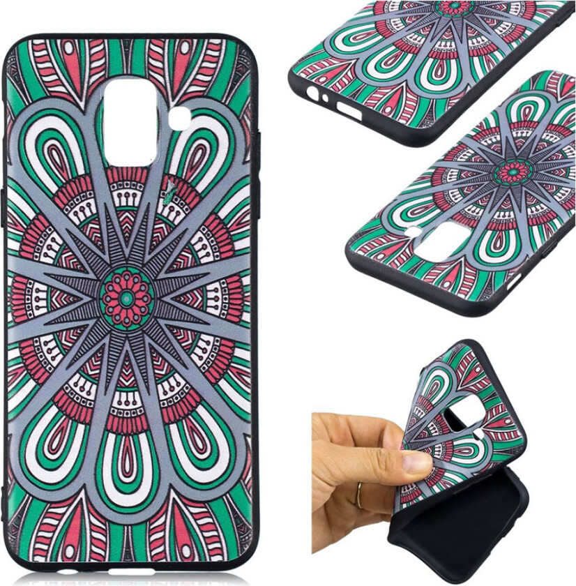 Galaxy A6 beskyttelses deksel av myk silikon plastikk med hevet printet mønster - abstrakt blomst