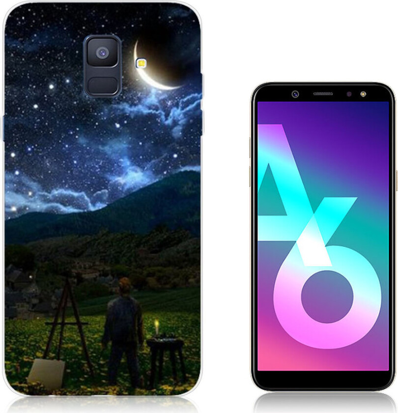 Galaxy A6 IMD beskyttelses deksel av TPU med printet mønster - stjerne kveld