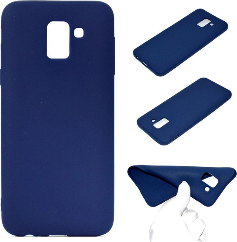 Galaxy J6 beskyttelses deksel av myk silikon med matt overflate - mørke blå