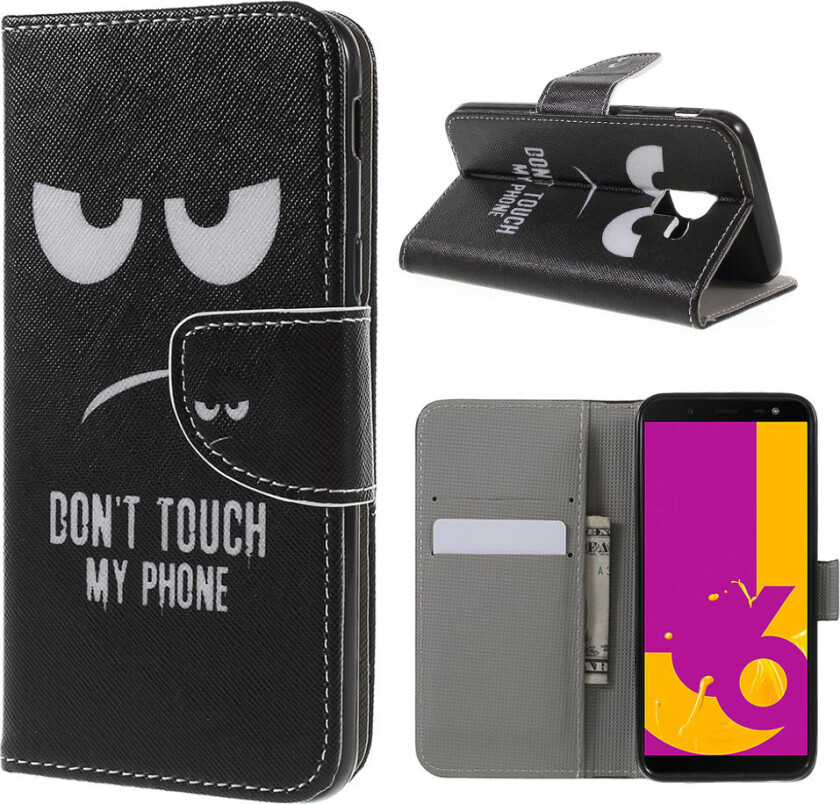 Galaxy J6 beskyttelses deksel av syntetisk skinn med printet bilde - Ikke rør mobilen min