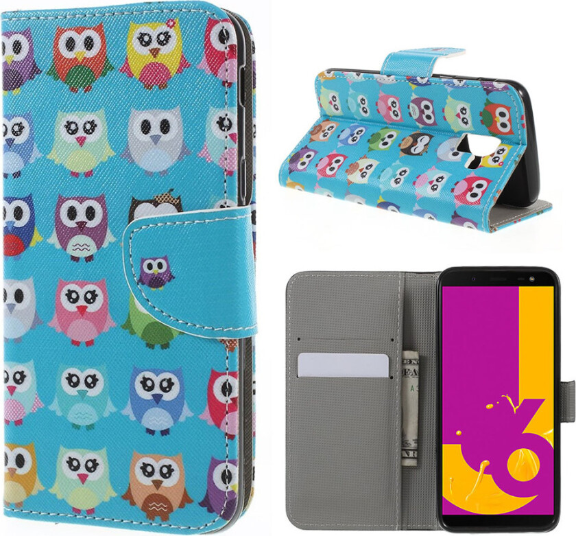 Galaxy J6 beskyttelses deksel av syntetisk skinn med printet bilde - plomme blomstring