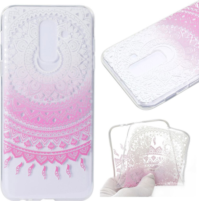 Galaxy A6 Plus beskyttelses deksel av silikon med printet bilde - rosa blomst