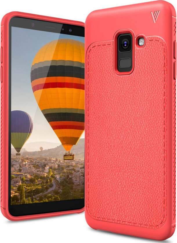 IVSO Gentry Samsung Galaxy A6 beskyttelses deksel i silikon dekt med syntetisk skinn med litchi tekstur - rød