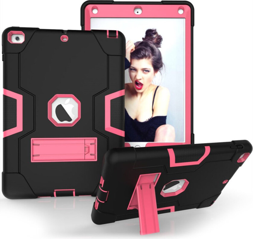 iPad (2017) Deksel laget av plastikk og silikon - Rosa og svart