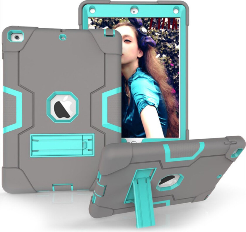 iPad (2017) Deksel laget av plastikk og silikon - Turkis og grå